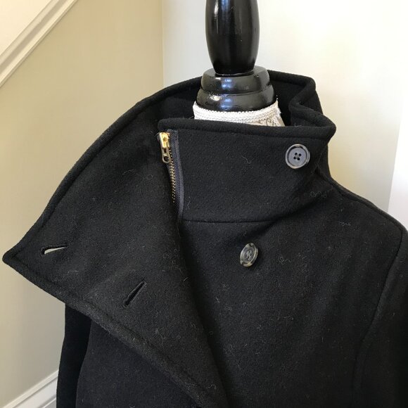 NWT JCREW Long Villa Cocoon Coat Womens 4 Black Italian Stadium Cloth Wool BV650 - Picture 8 of 12